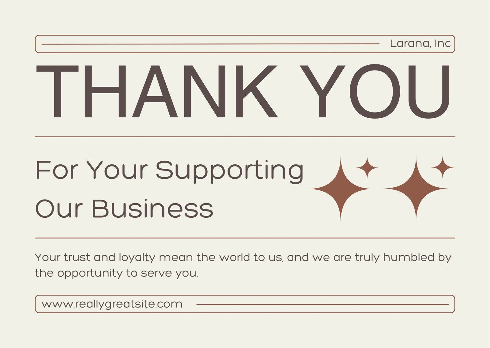 Thank You Card For Supporting Small Business, Canva Template