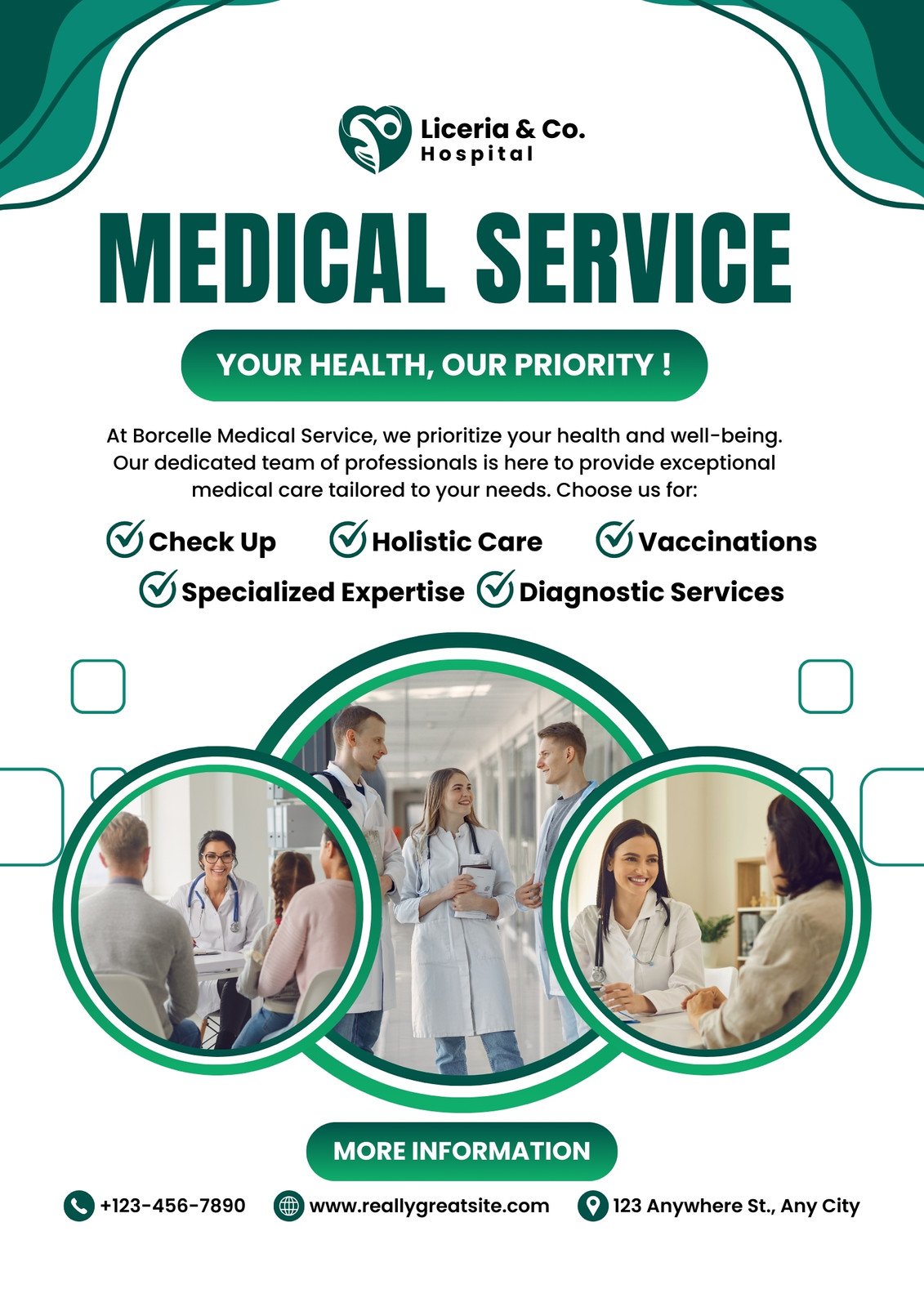 Green White Modern Medical Service Poster