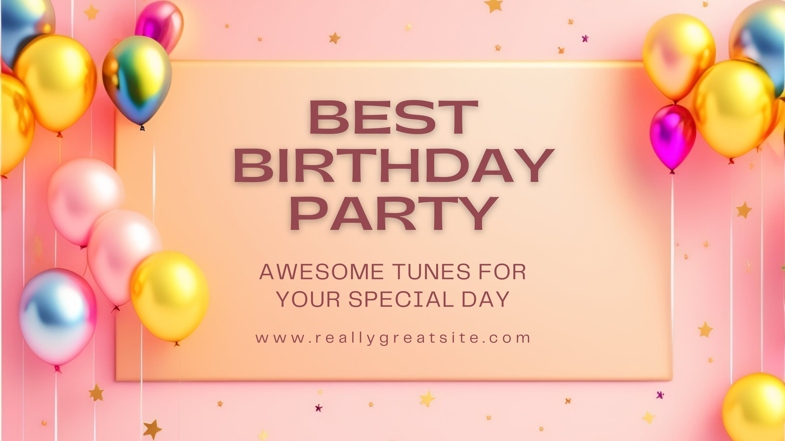 Pink and Brown Simple Birthday Party Youtube Thumbnail