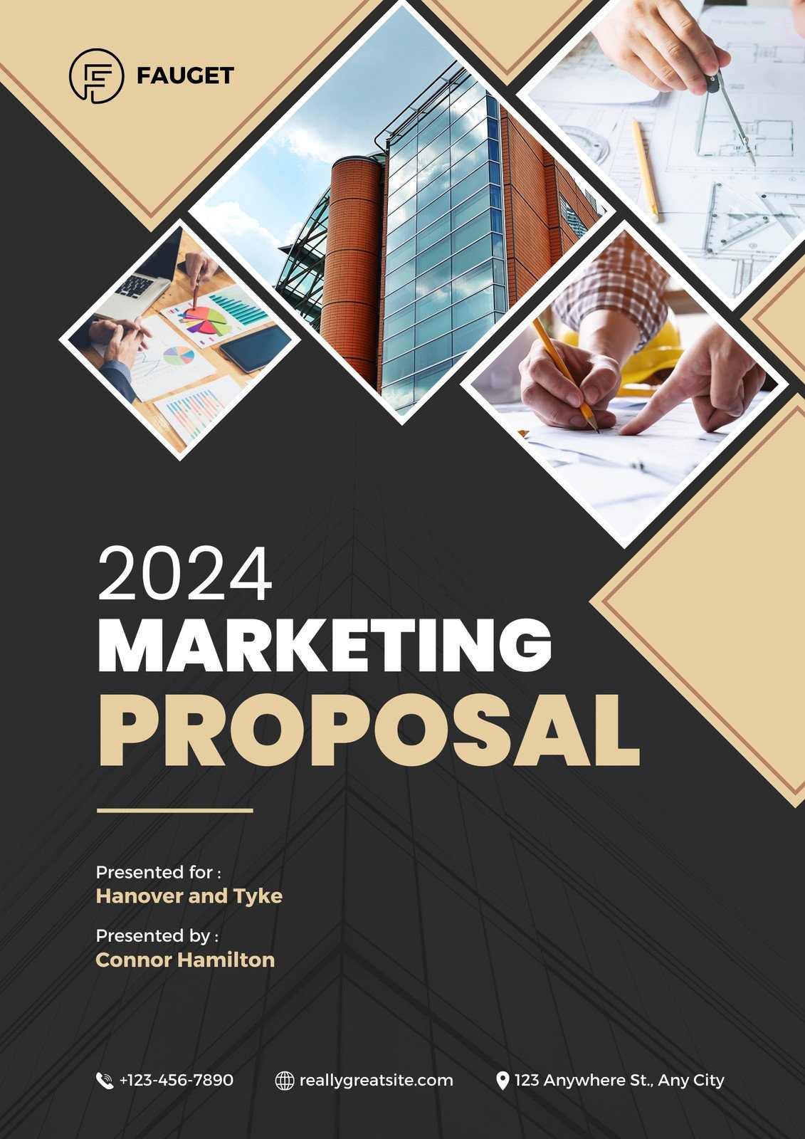 Black and Brown Modern Marketing Proposal Cover A4 Document