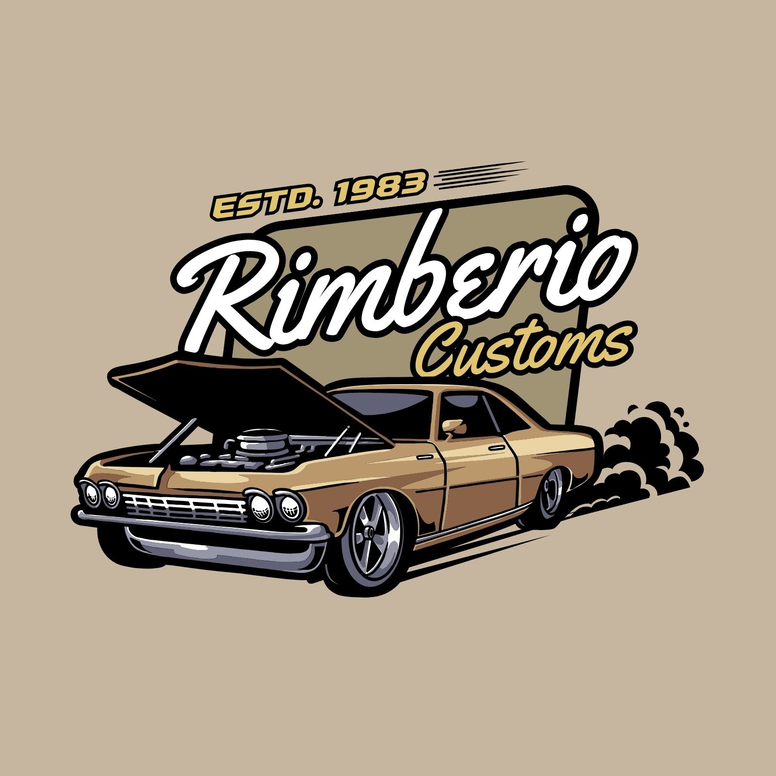 Light Brown and Black Classic Muscle Car Automotive Logo