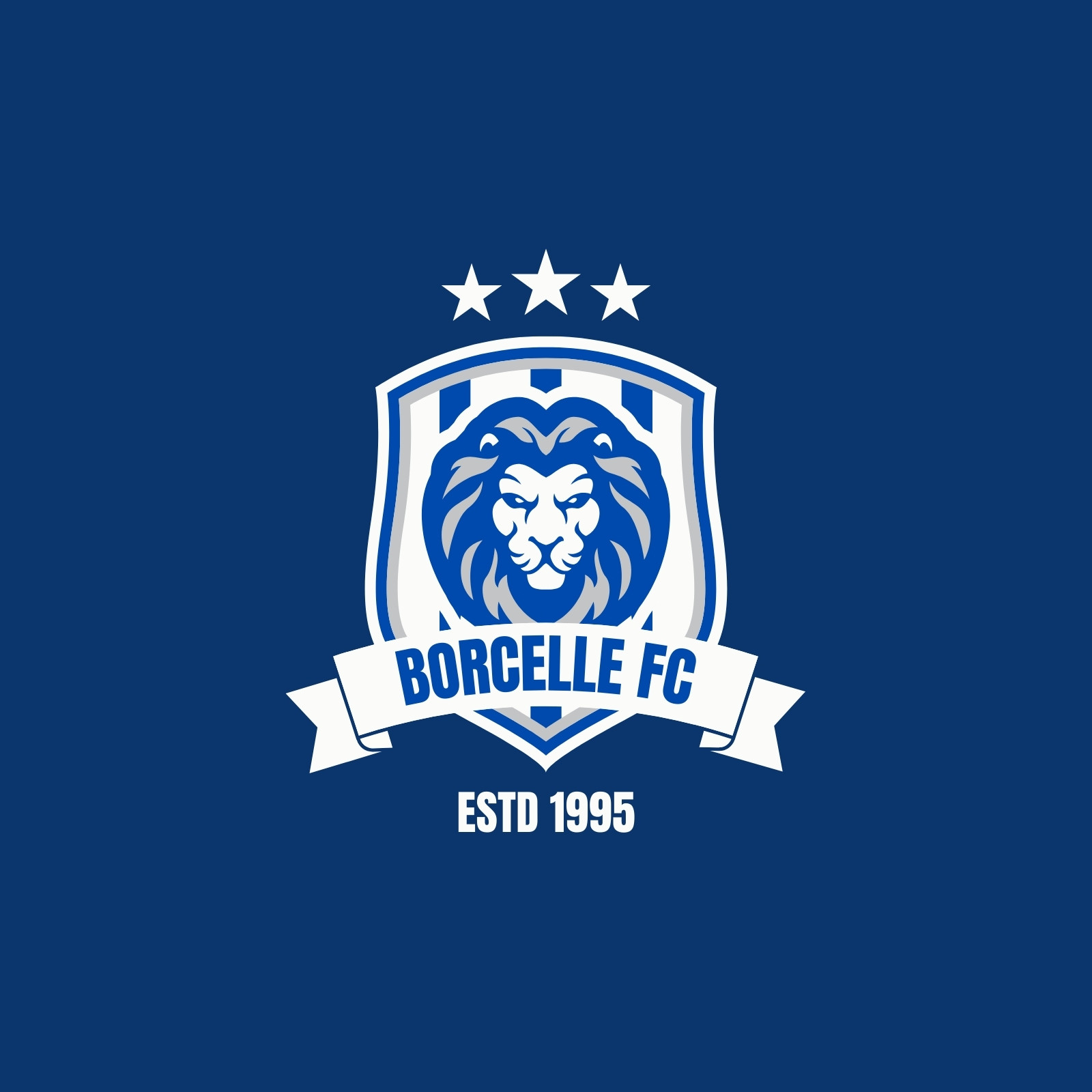 blue and white lion logo