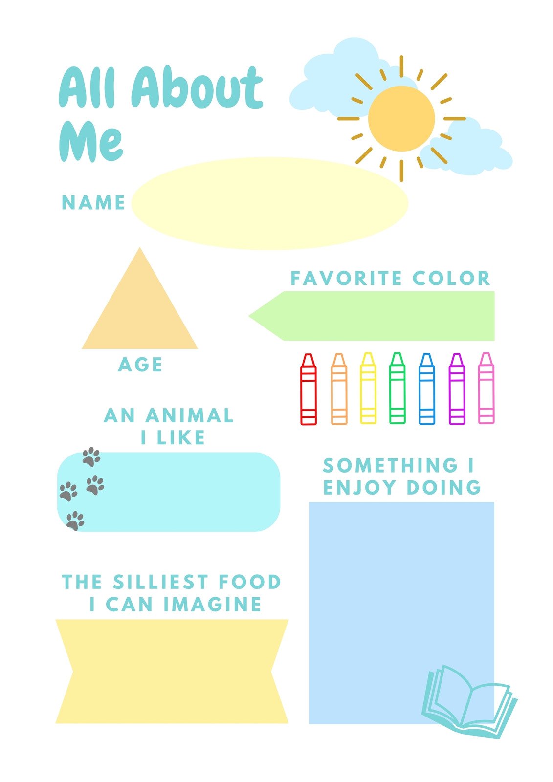 Free and printable All About Me worksheet templates