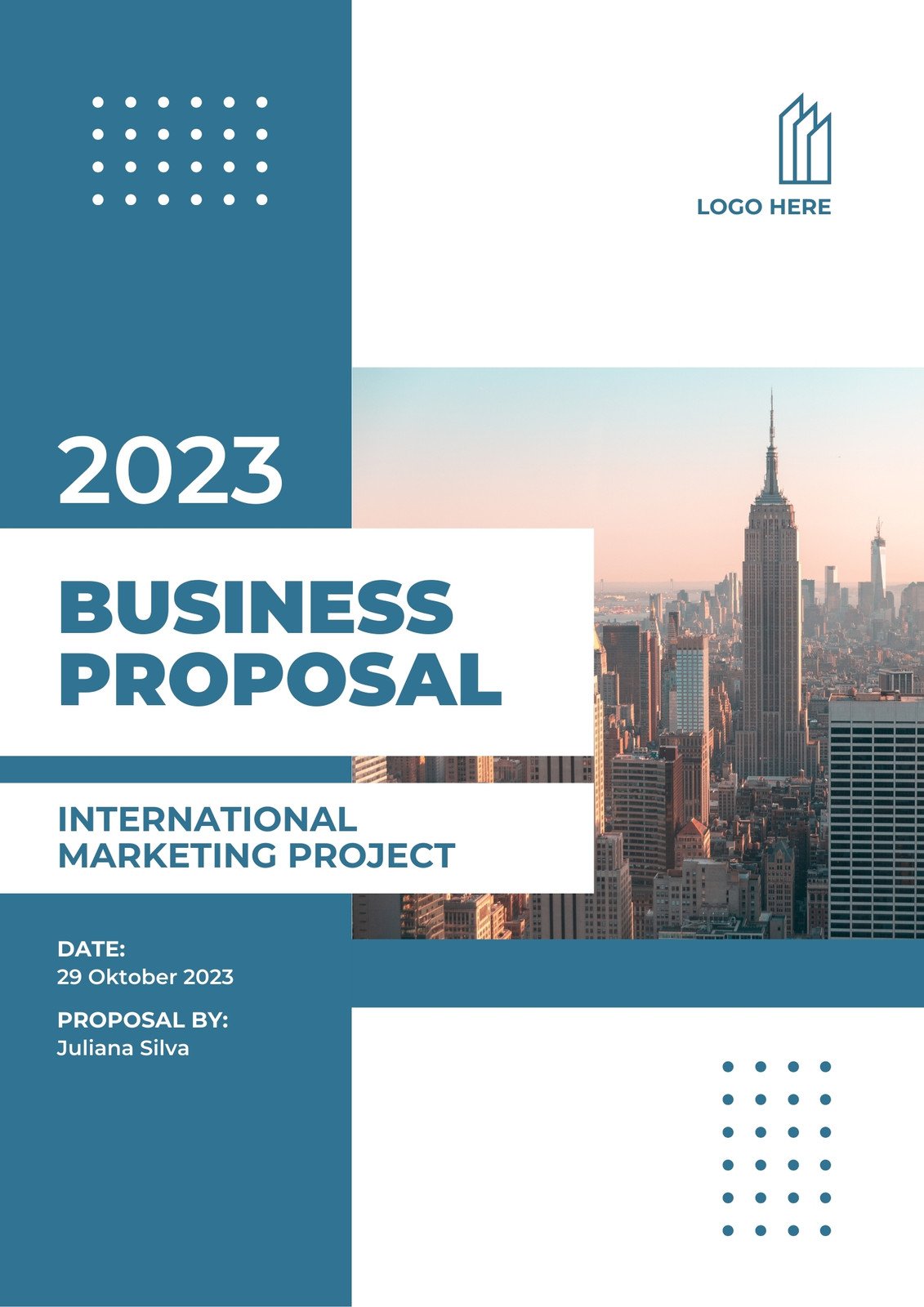 Blue and White Geometric Business Proposal Cover