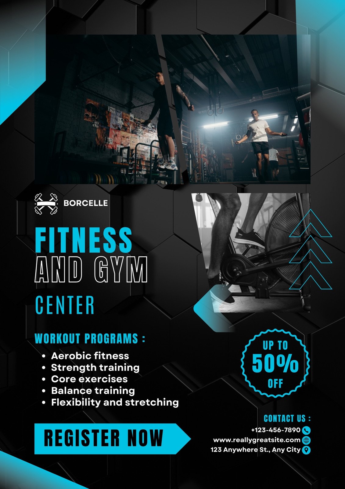 Free Simple High Intensity Training Gym Flyer template