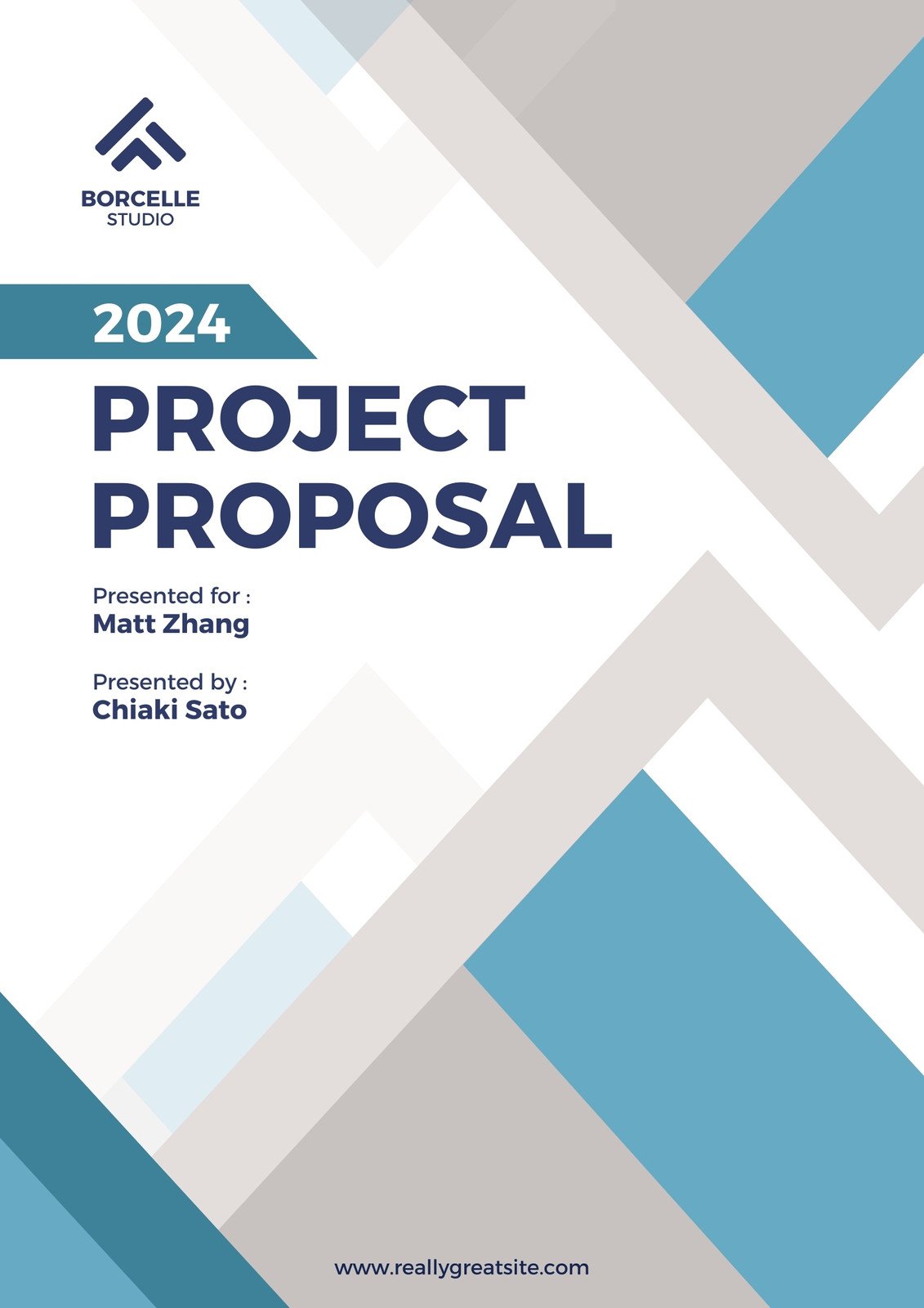 Blue White and Gray Geometric Project Proposal Cover A4 Document