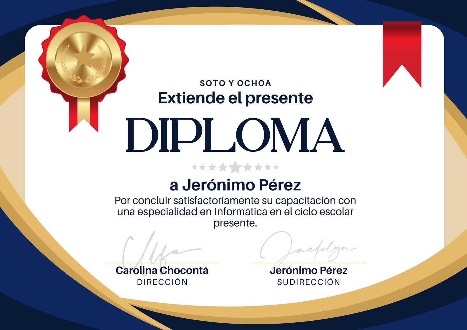 Diploma Graducación Formal Azul y dorado