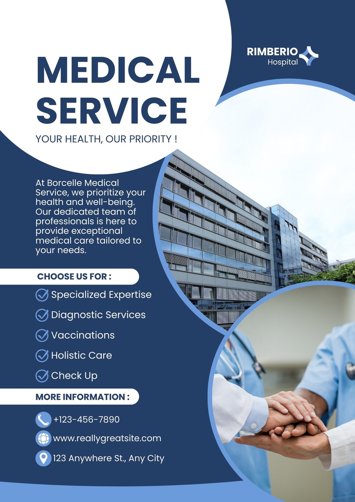 Blue Modern Medical Service Poster
