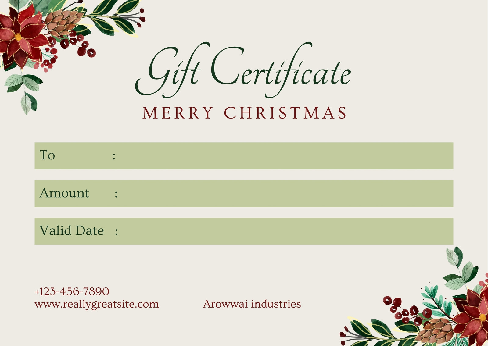 Free, printable custom Christmas gift certificate templates