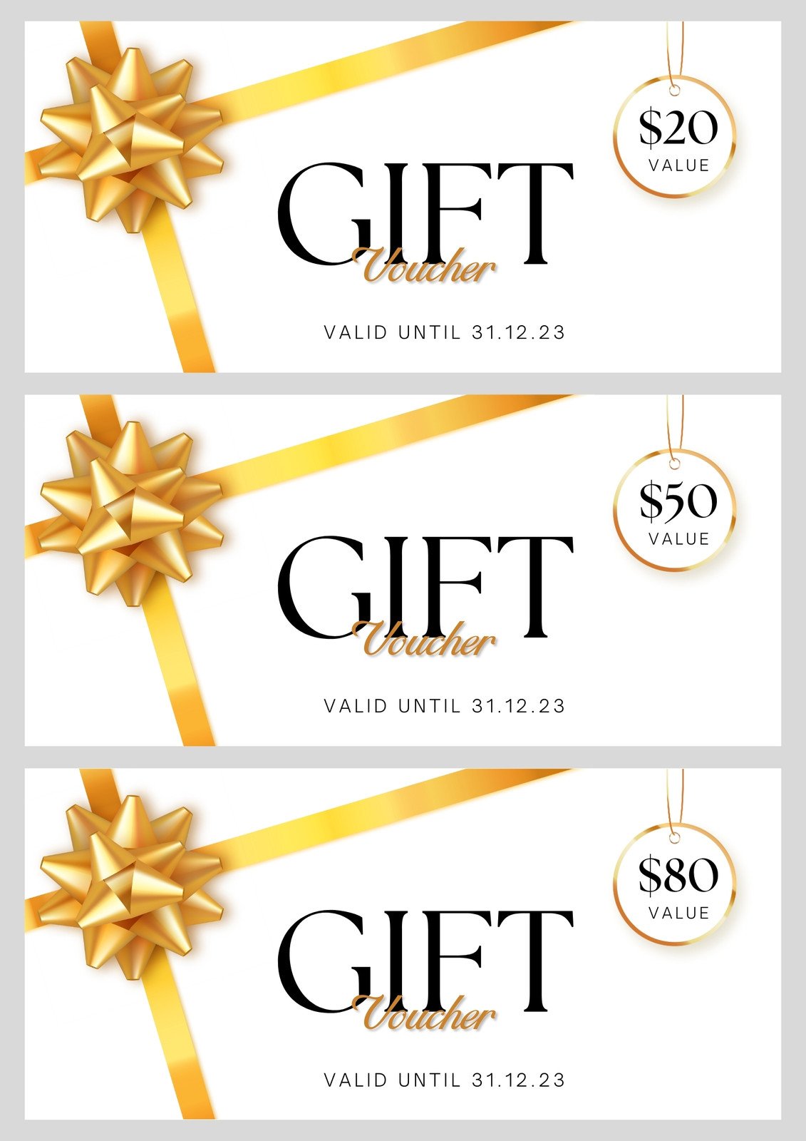 minimal yellow and white gift coupon 50% off Template
