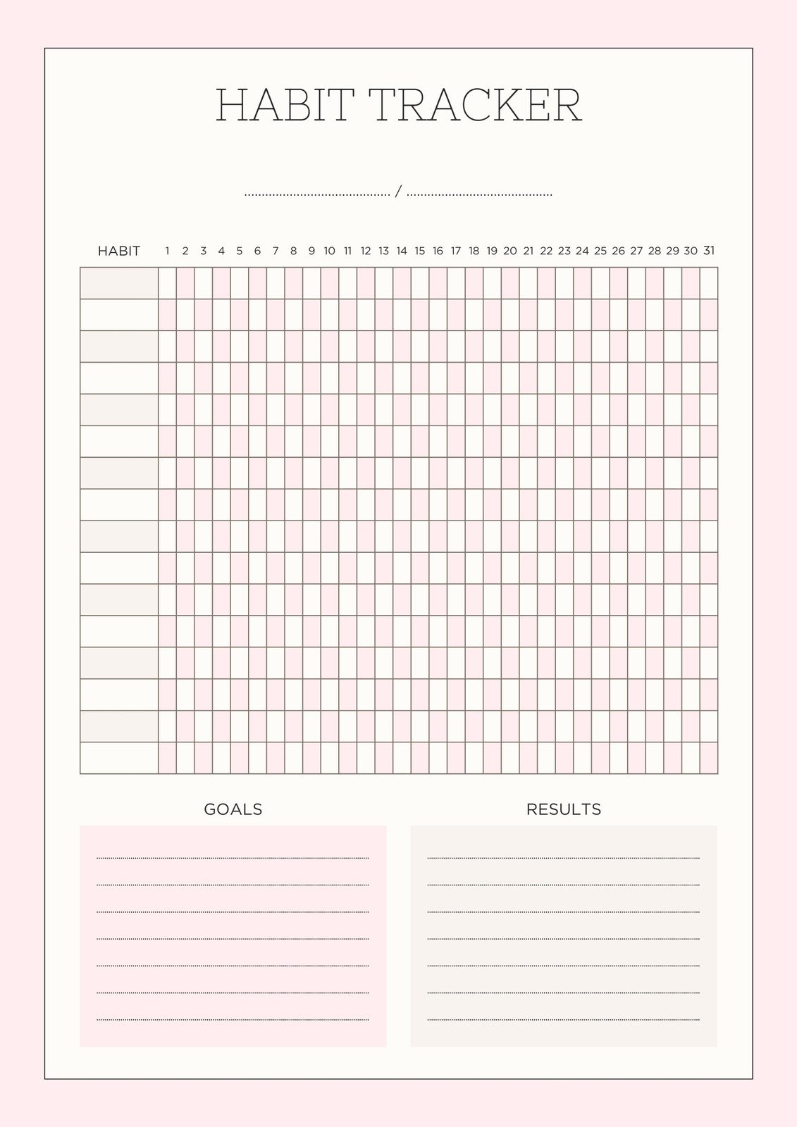 Fill In Blank Calendar Goal Habit Tracker Planner Journal Square