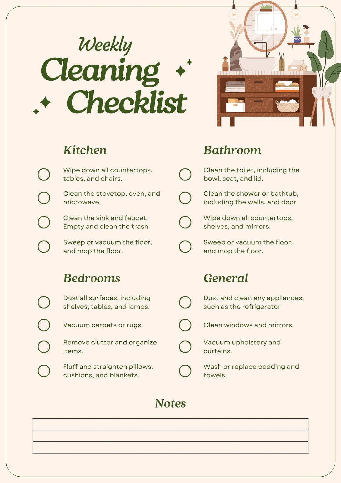 Weekly Kitchen Cleaning Checklist
