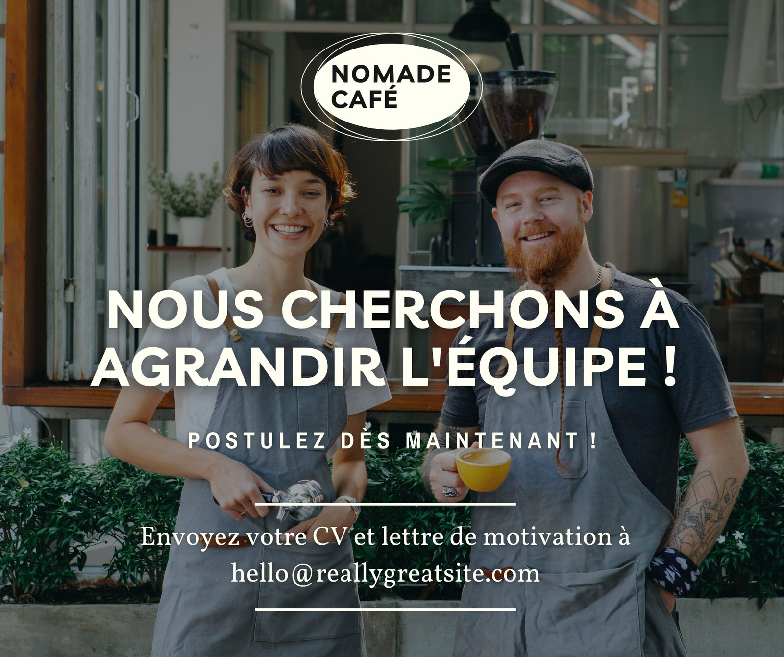 Publication Facebook Recrutement serveur Café Restaurant Professionnel