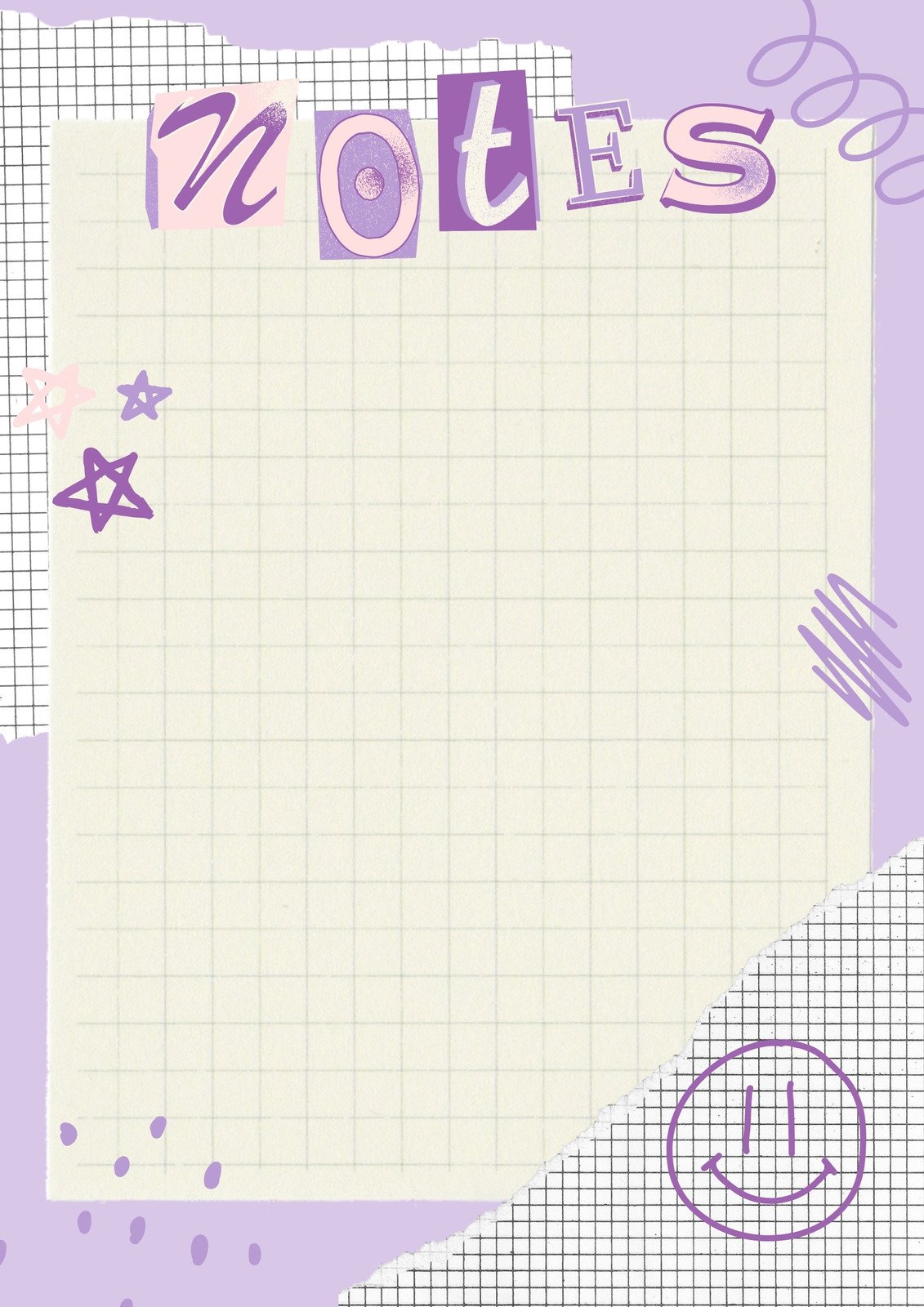 Beige And Purple Cute Scrapbook Notes Planner