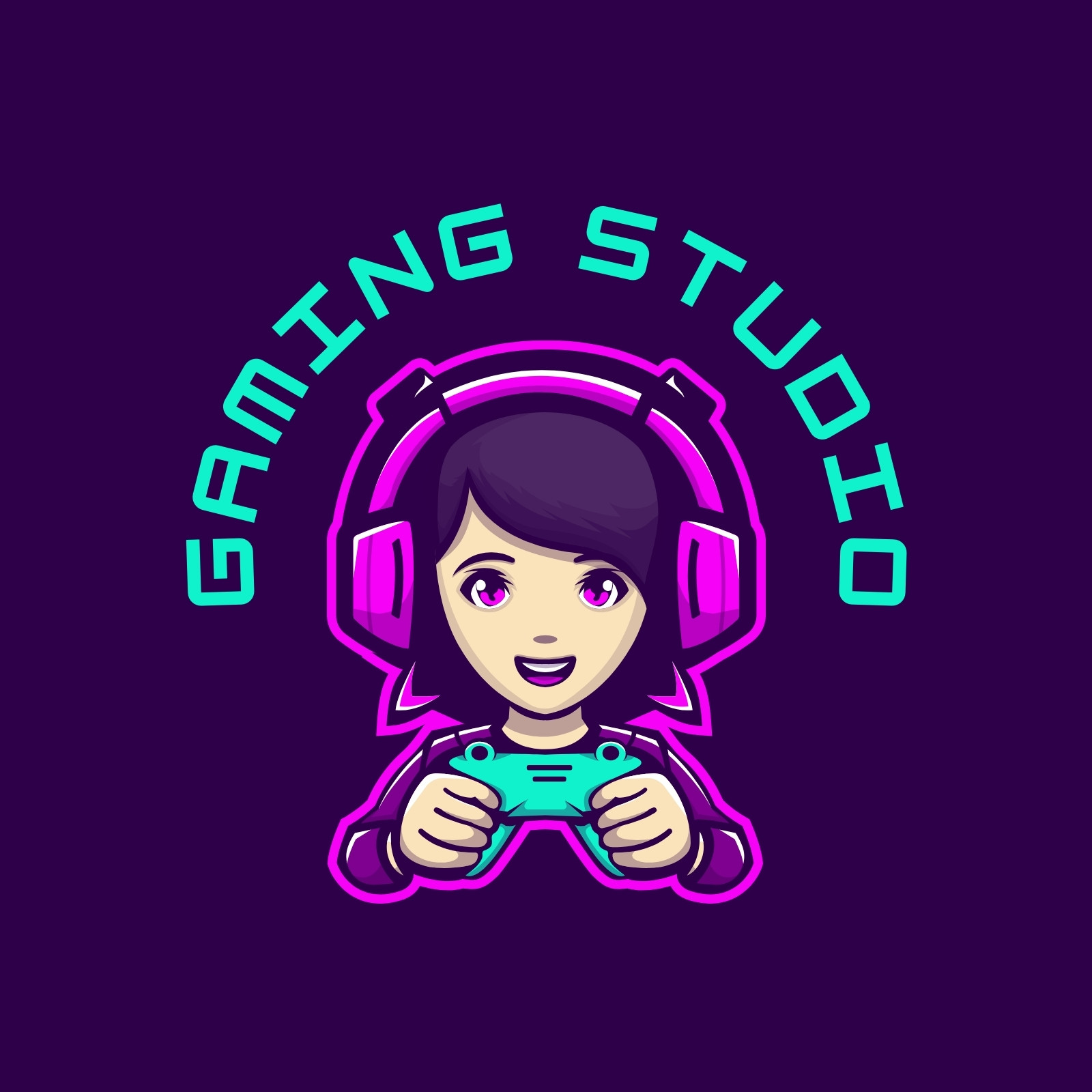 Cute Gamer Girl Mascot Logo Graphic by tkztype · Creative Fabrica