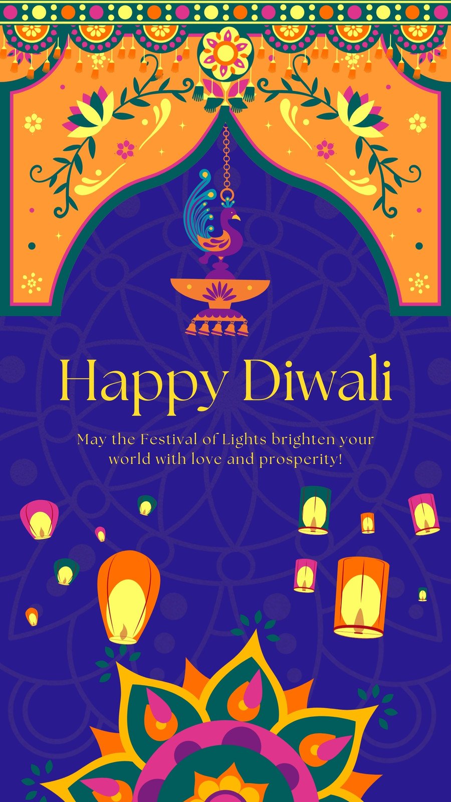 Banner with happy diwali wishes on a template