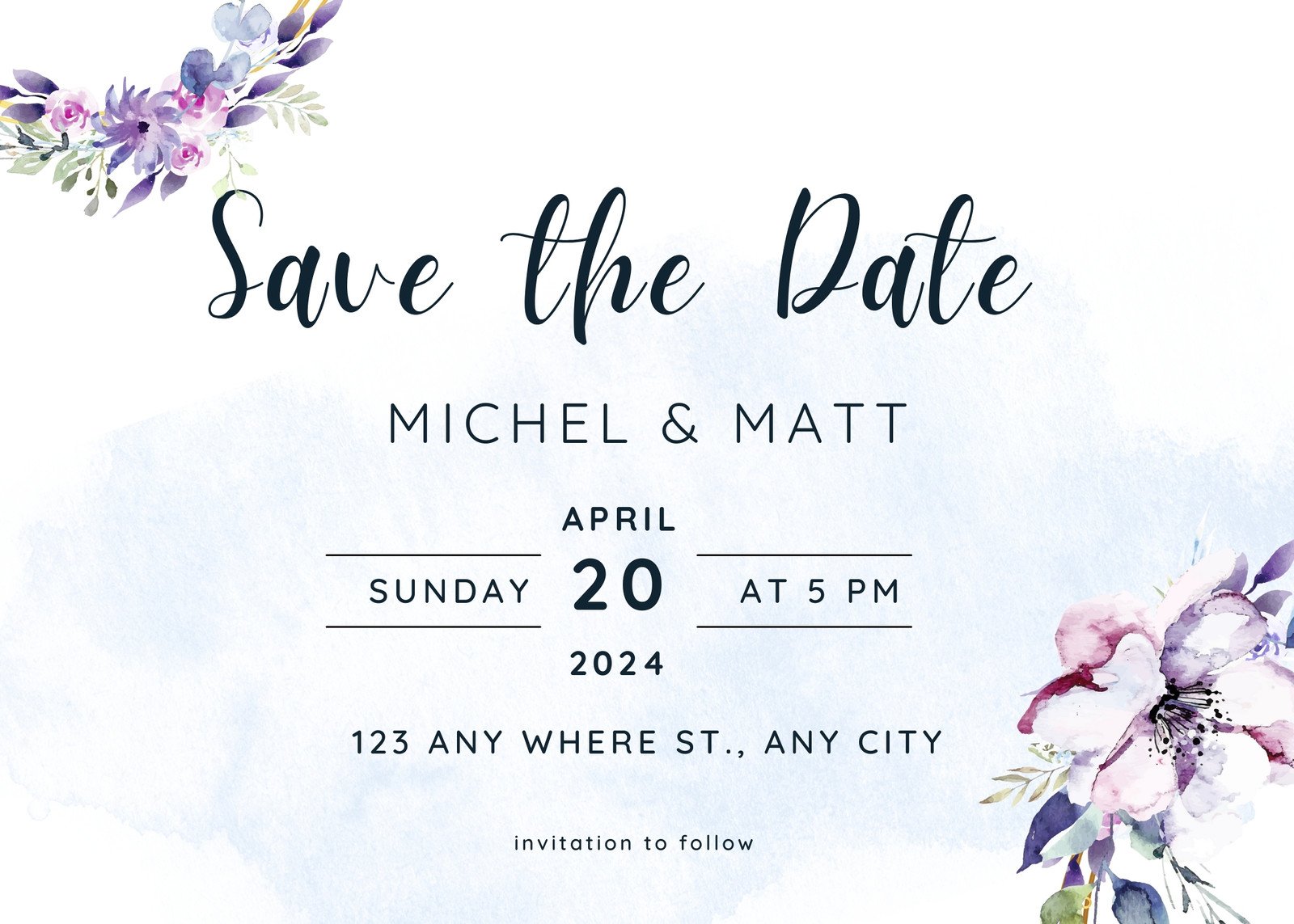 Custom Save The Date Card 5 x 7 - One Sided