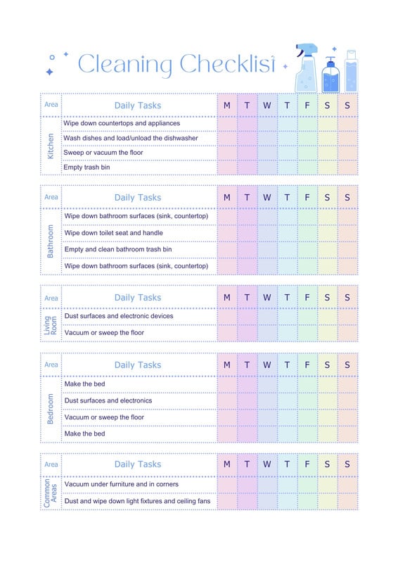 Free Printable Cleaning Checklist Templates Canva