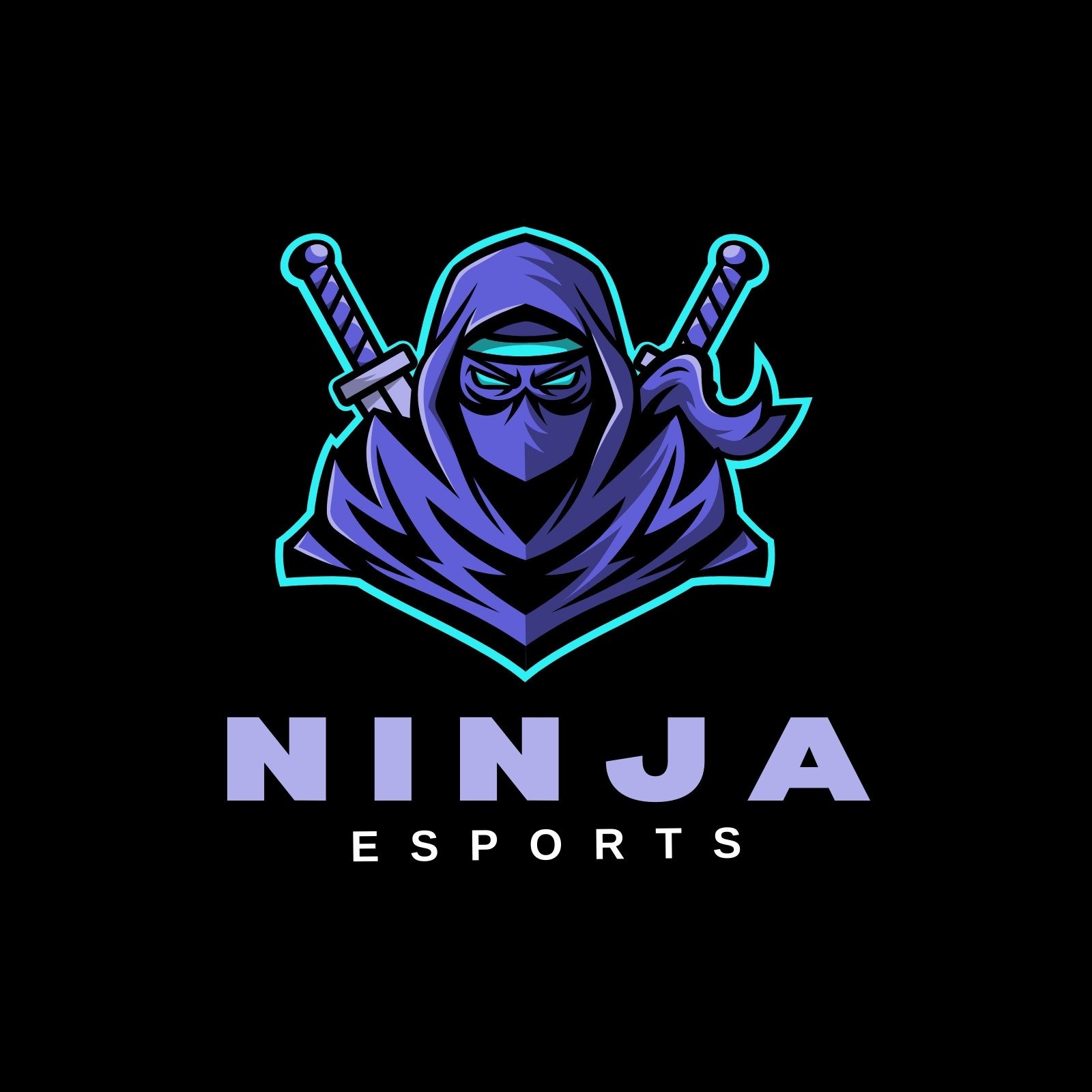 Purple and Green E-sports Illustrative Ninja Esports Logo
