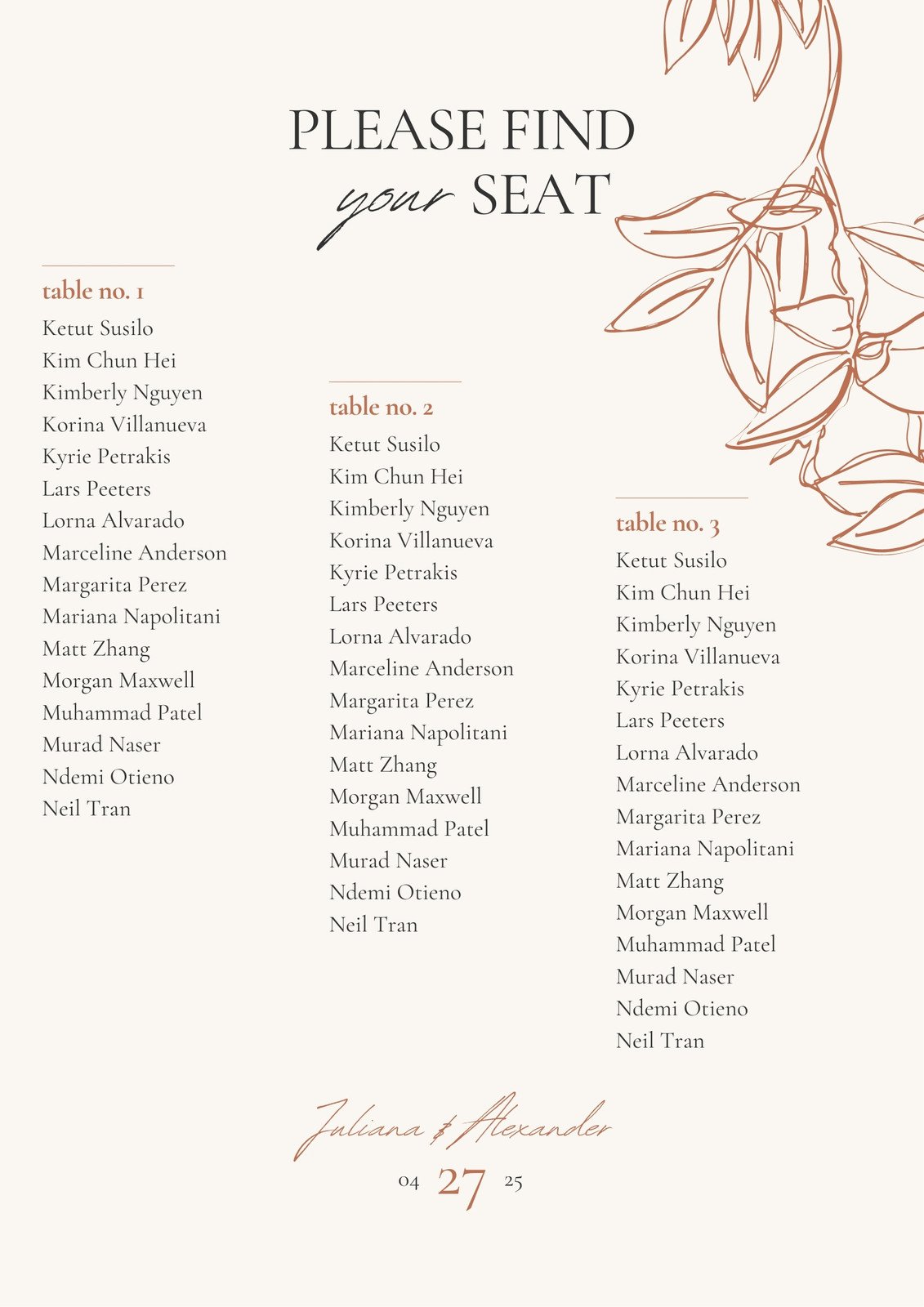 7 Sizes Wedding Seating Chart Template, Editable Wedding Table Seating  Chart Poster Sign PDF Instant Download Modern Find Your Seat MSC 