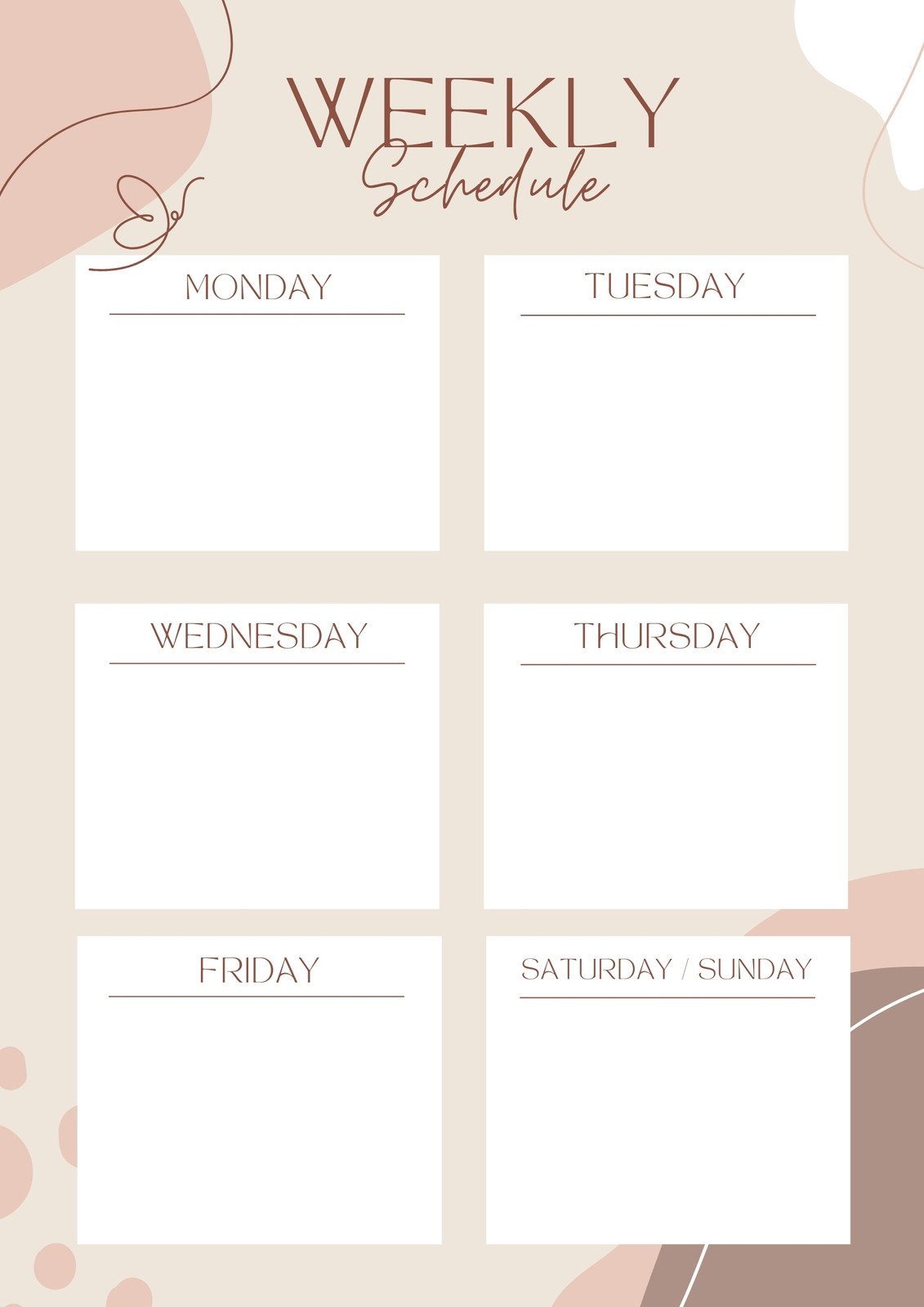 Beige Weekly Schedule Planner A4 Document