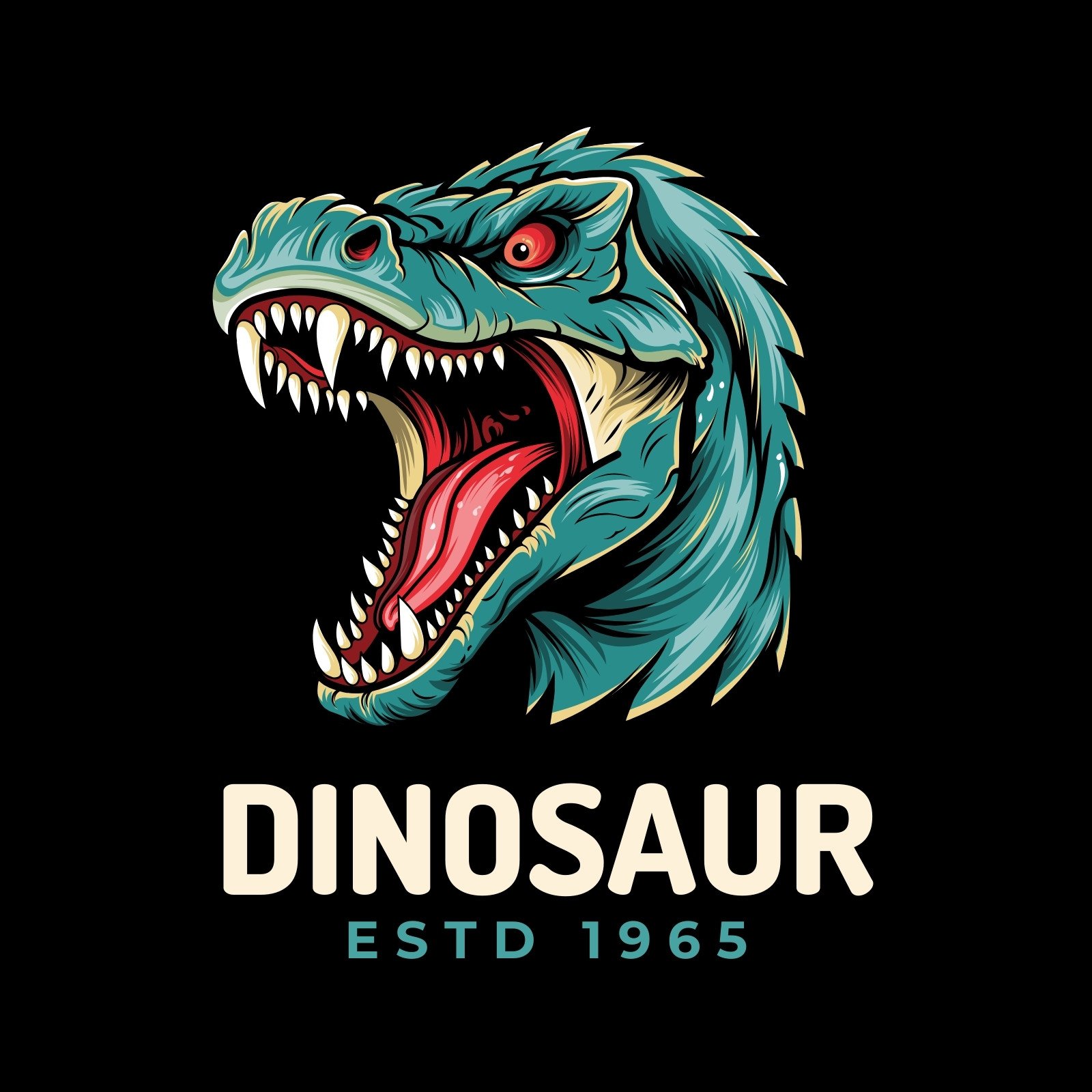Dinosaur study logo set simple style Royalty Free Vector