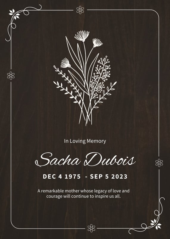 Free Printable Customizable Obituary Card Templates Canva 