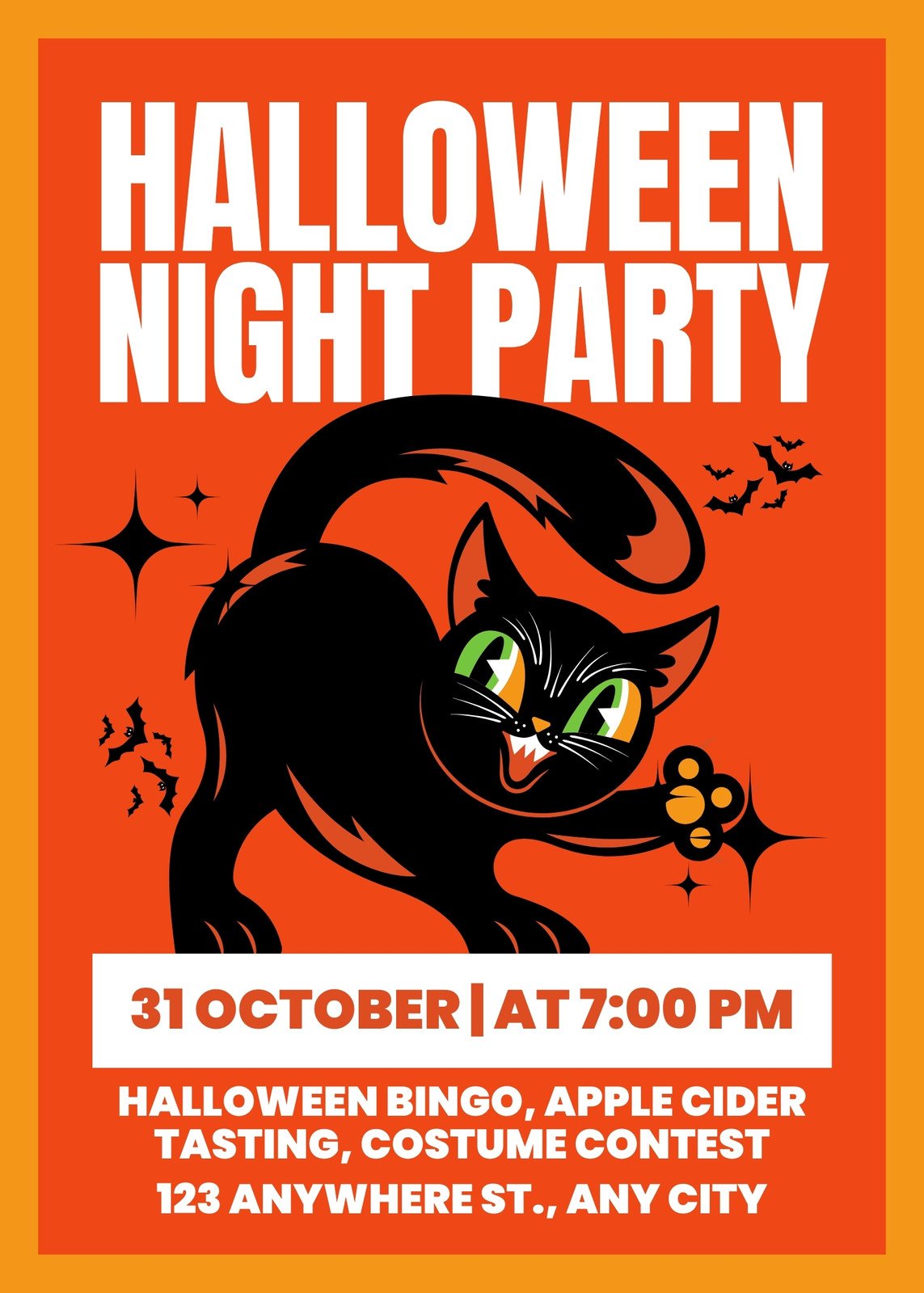 Orange Halloween Pet Costume Party Flyer Template