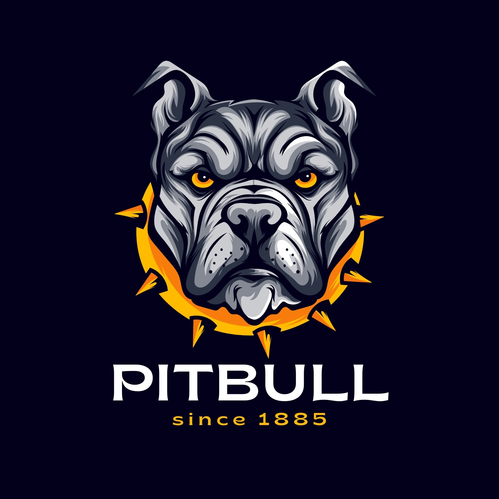 Black and Yellow Abstract Bulldog Head Logo