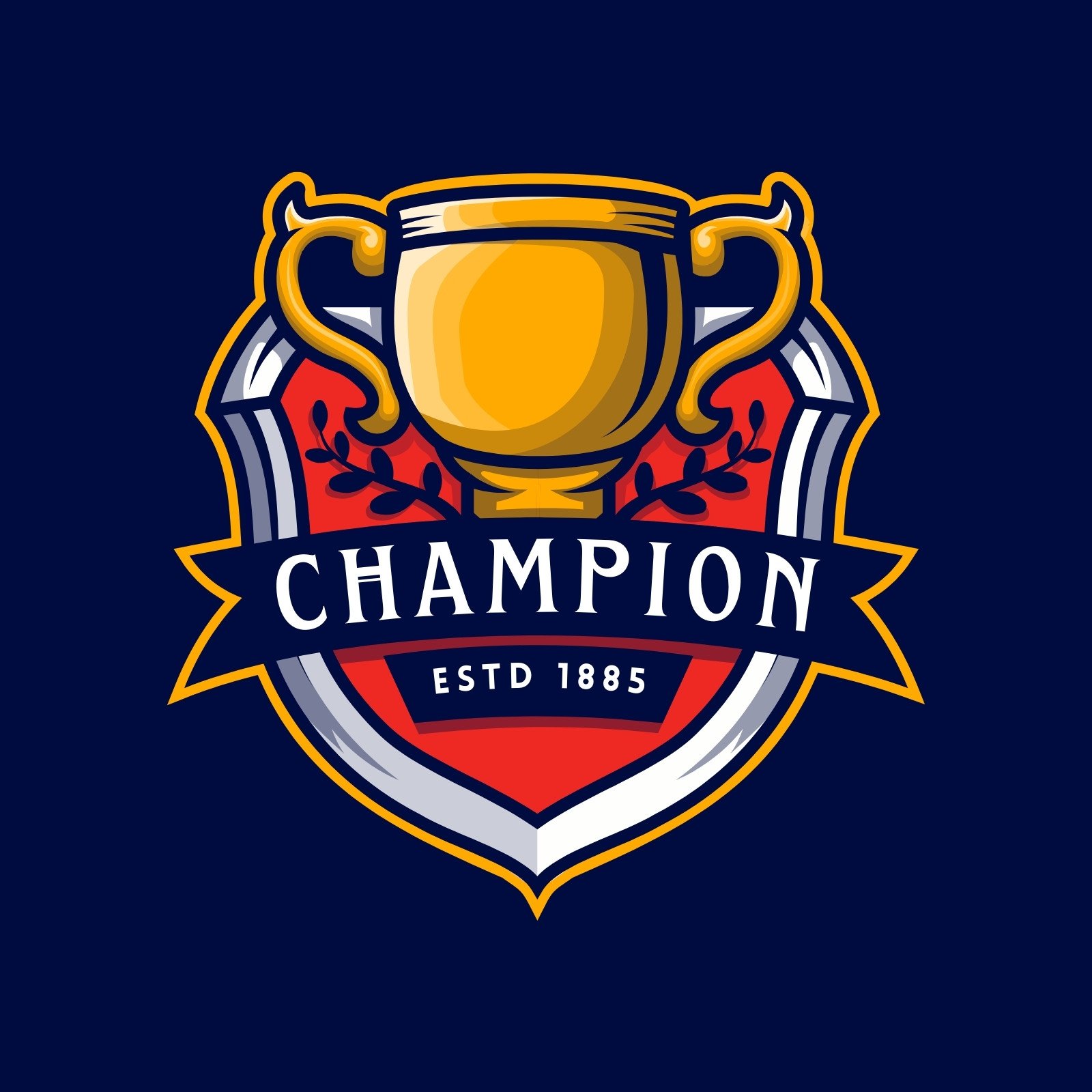Blue and Red Modern Illustrative Champion Trophy Logo