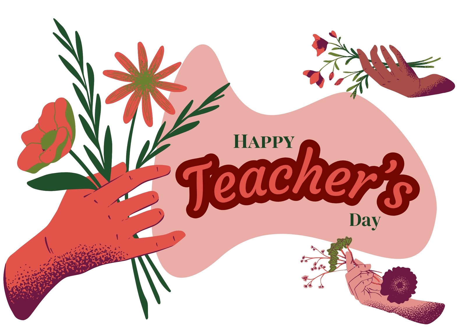 Teacher's Day concept. School supplies and greeting card on pink