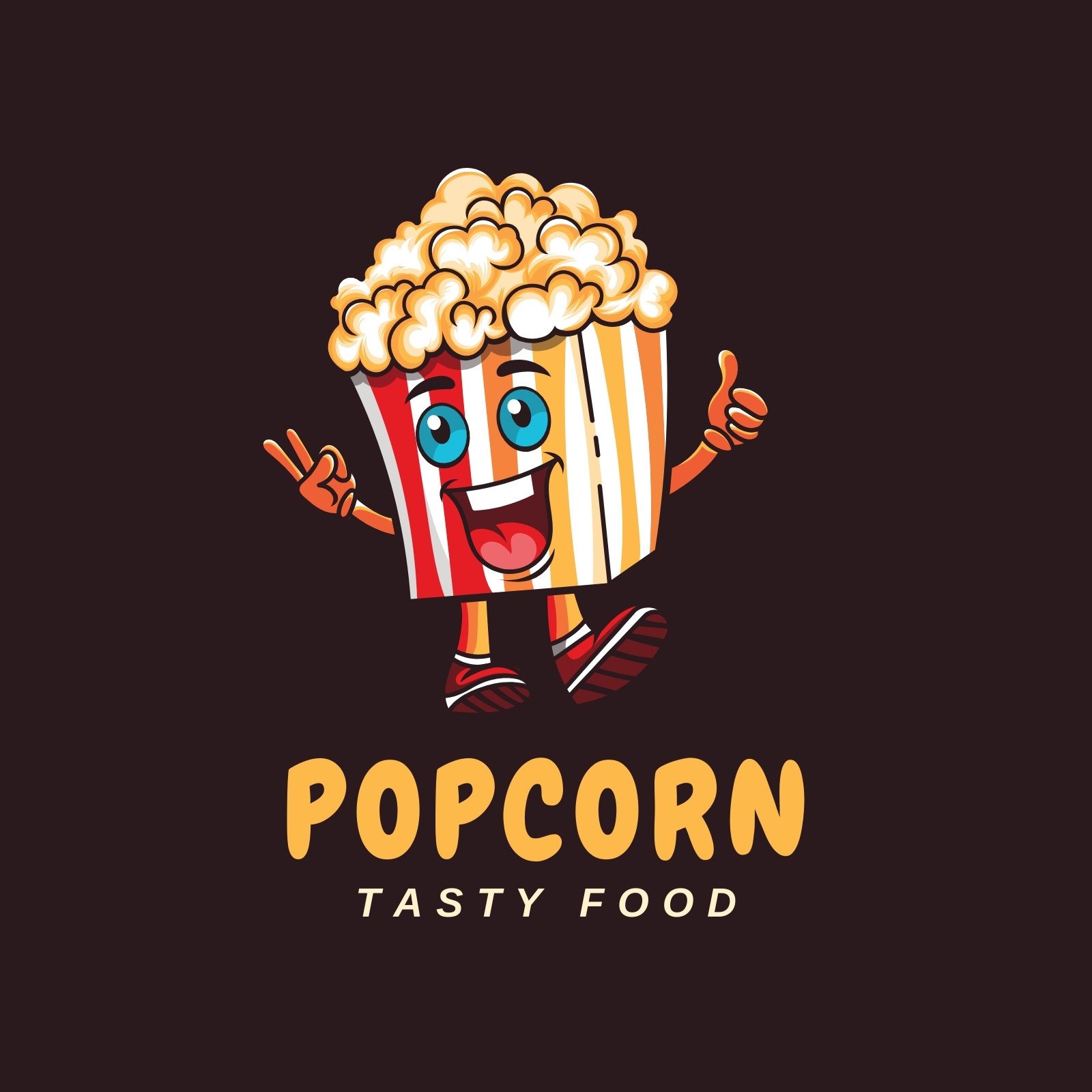 Colorful Retro Illustrative Tasty Popcorn Logo