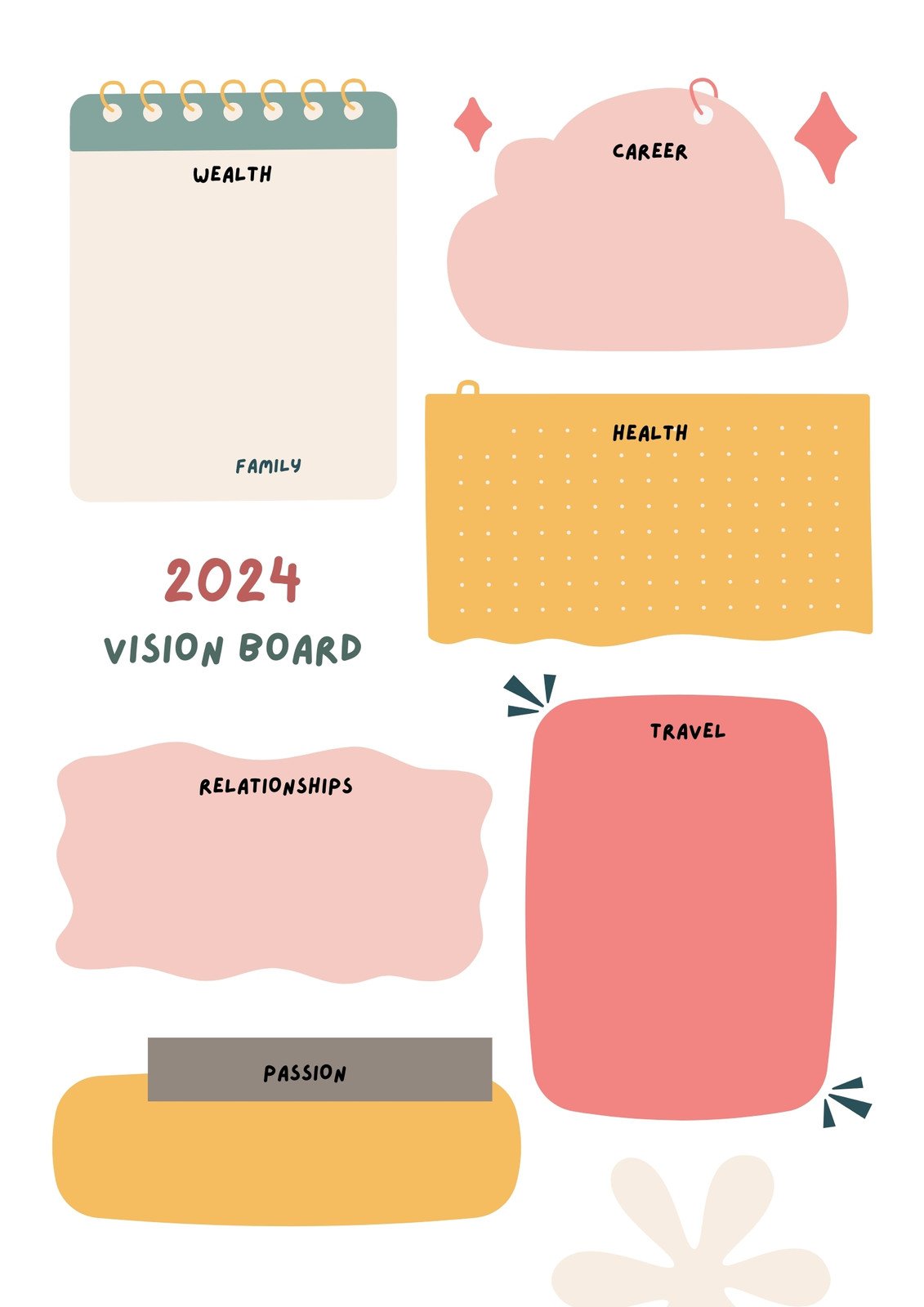 2024 Vision Board Vision Board Template Vision Board Printable Digital Vision  Board Planning Template 