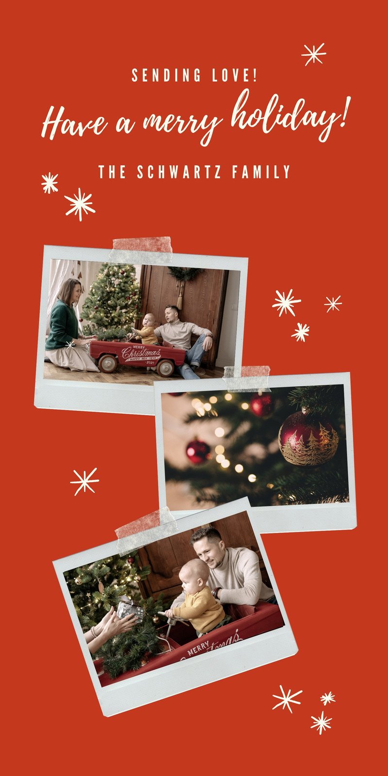 Holiday Photo Card in Red White Festive Style