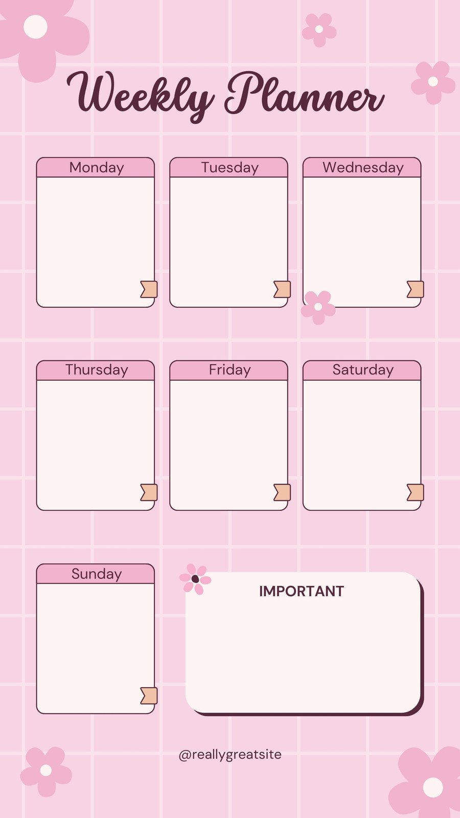 Pink Cute Weekly Planner Your Story