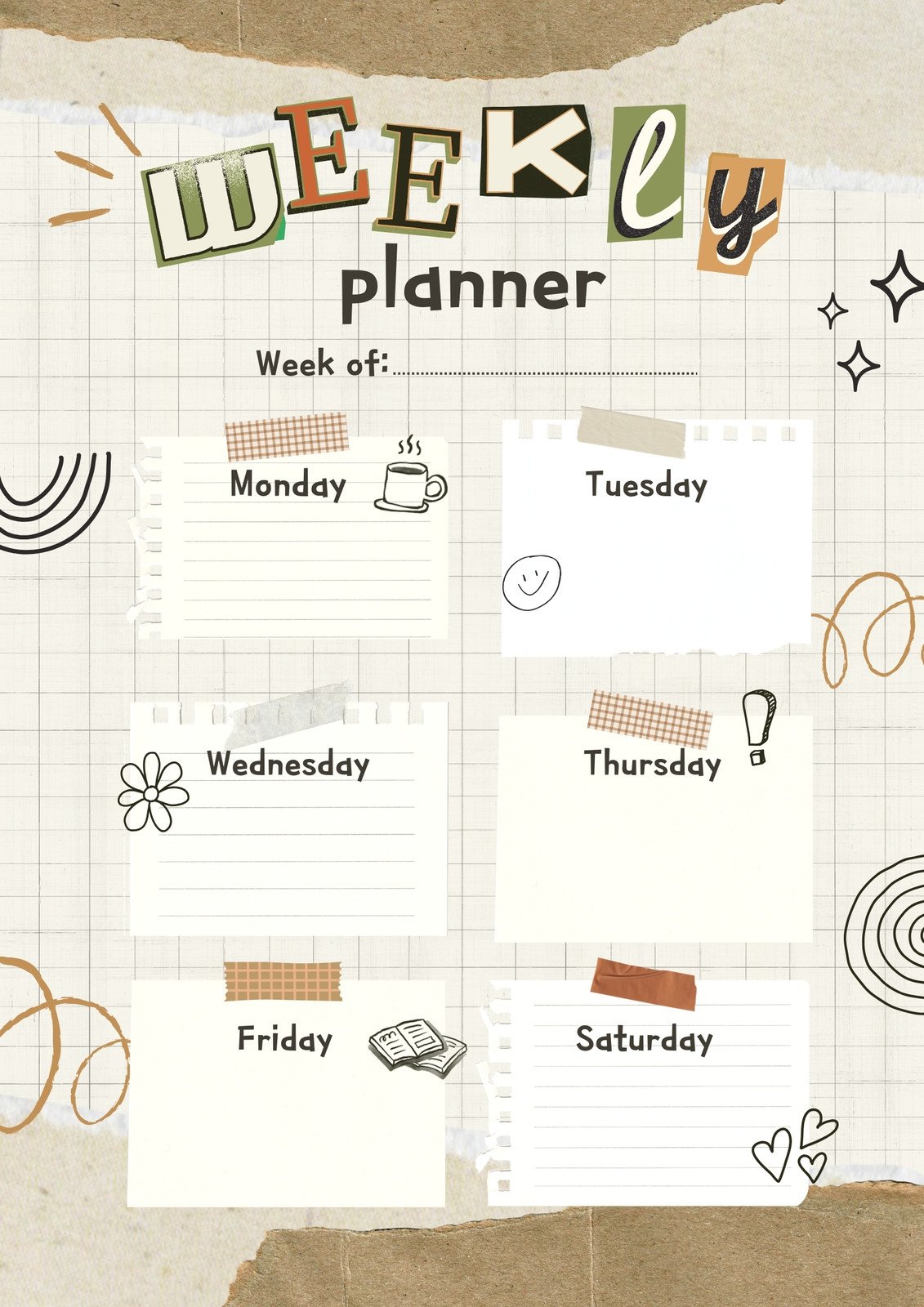 Beige Scrapbooking Style Weekly Planner