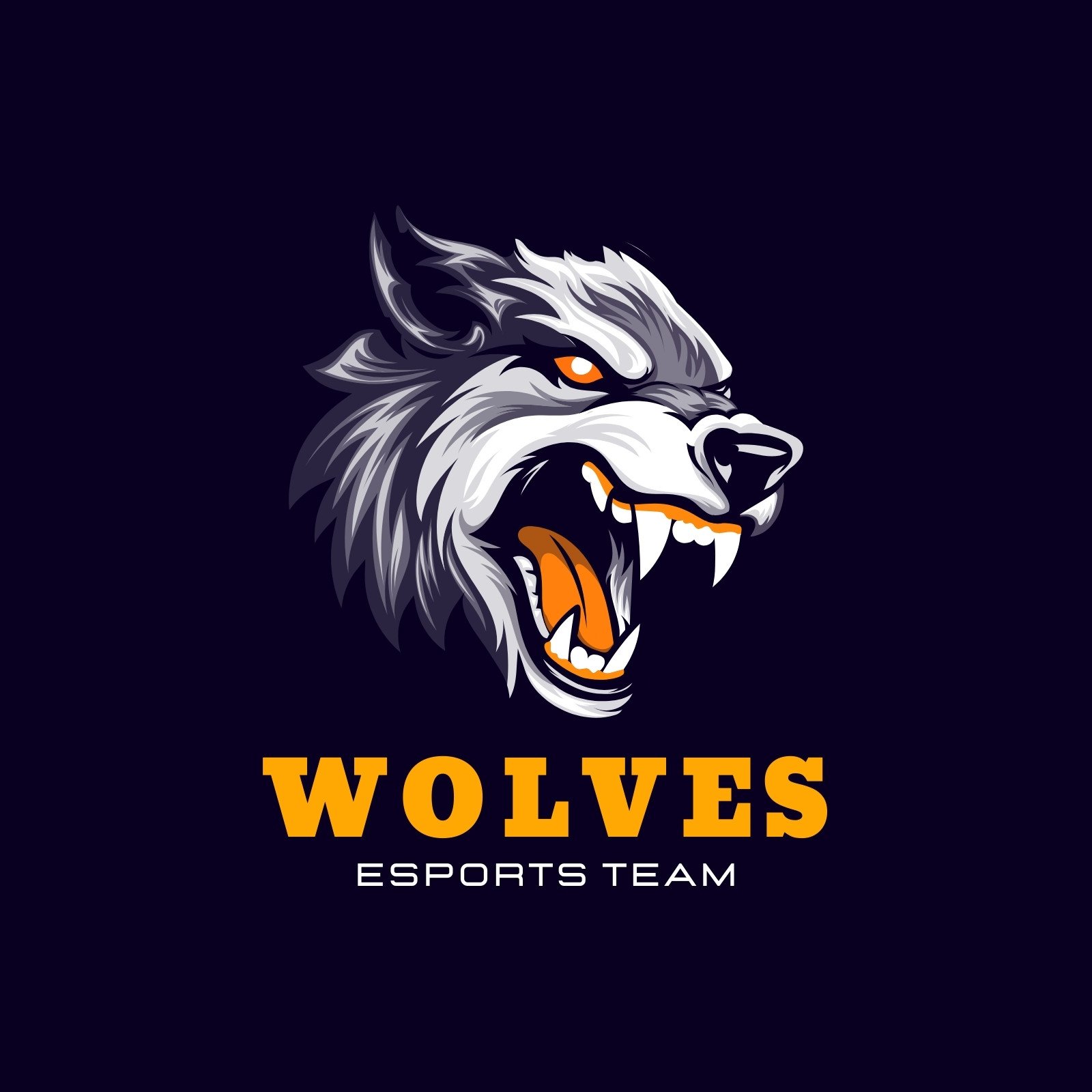 Abstract Wolf Mascot eSports Gaming Logo