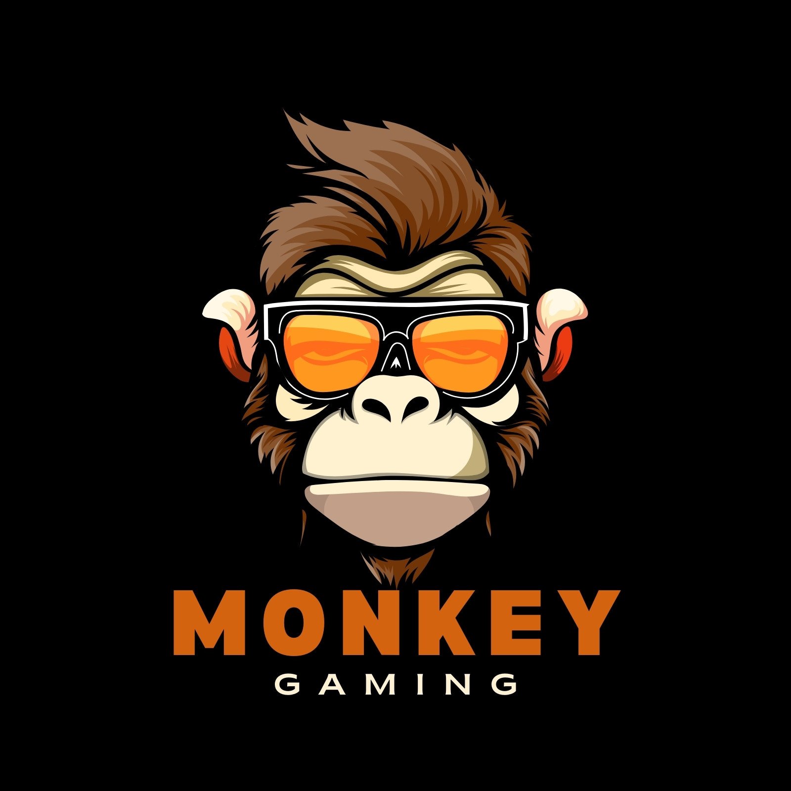 Black and Orange E-Sports Illustrative Monkey Gaming Logo
