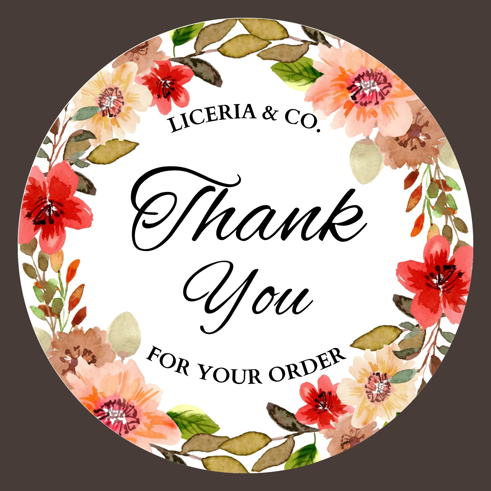 Thank you for your order stickers, flowers square sticker