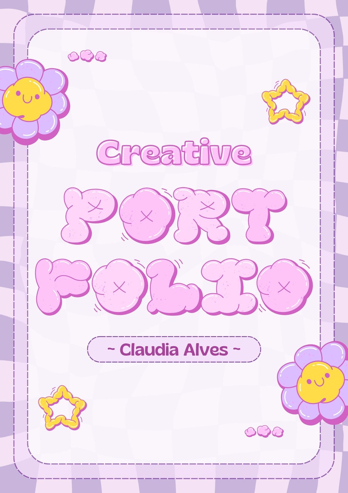 Pastel Purple Pink Retro Creative Portfolio Cover A4 Document