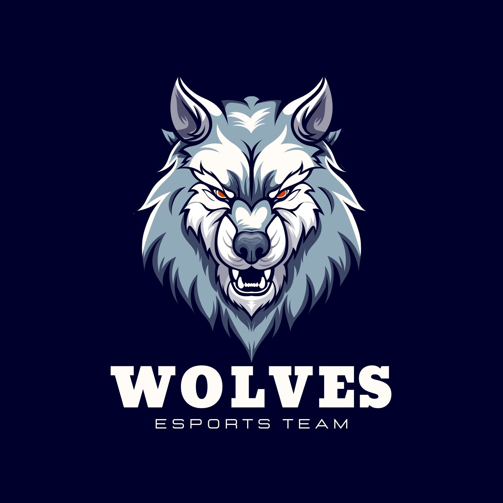 Blue Illustrative Mascot Wolves Esports Team Logo