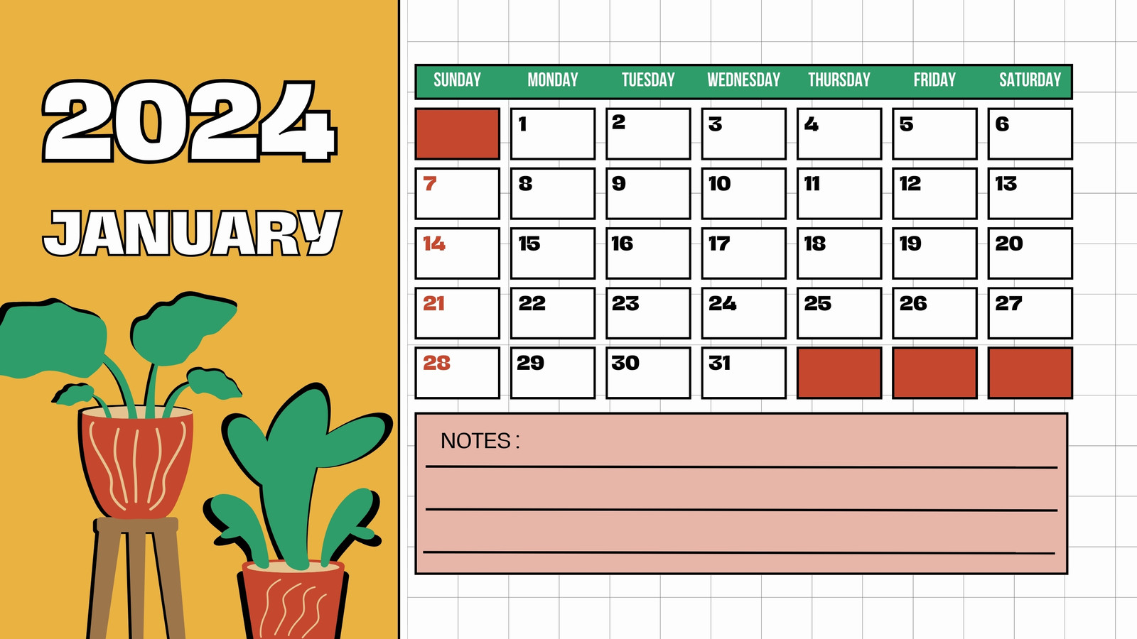 📆 Calendario 2024 - Lu  Plantillas Gratis - Canva