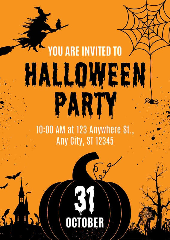 Page 3 - Free custom printable Halloween invitation templates | Canva