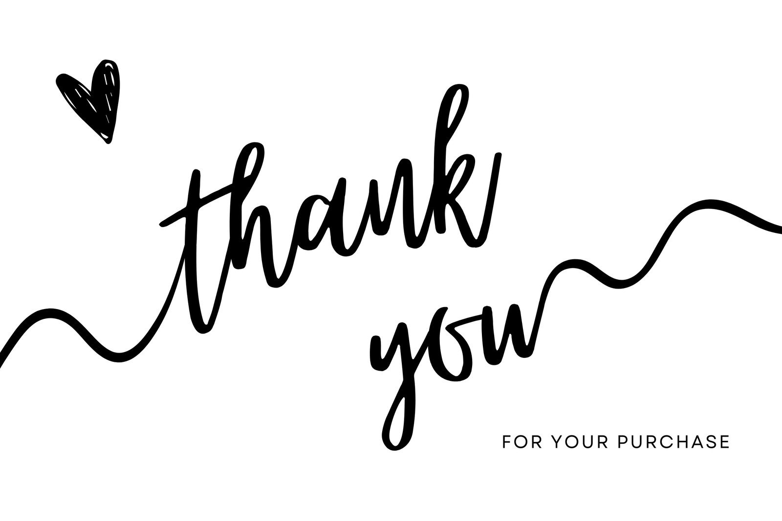 Black and White Handwritten Thank You Card