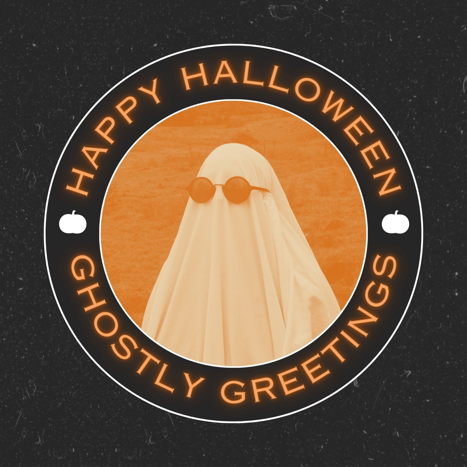 Black and Orange Spooky Happy Halloween Facebook Profile Picture