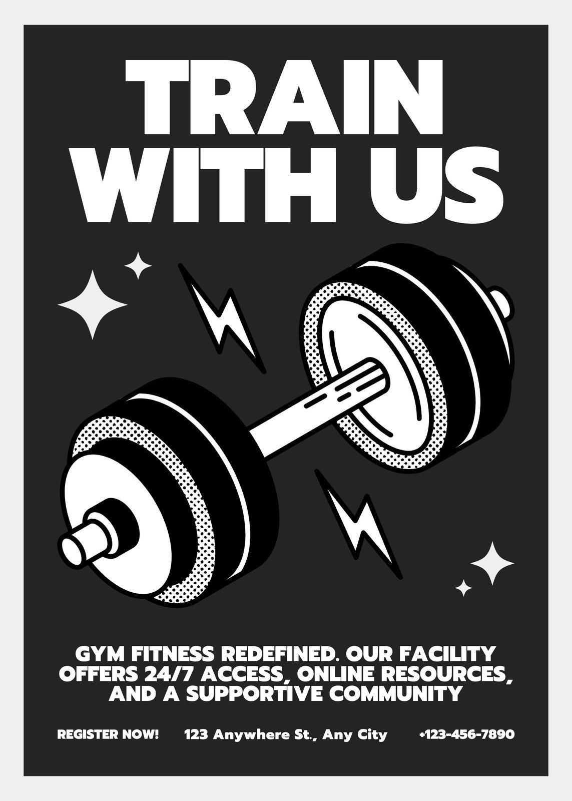 White and Black Retro Fitness Gym Poster