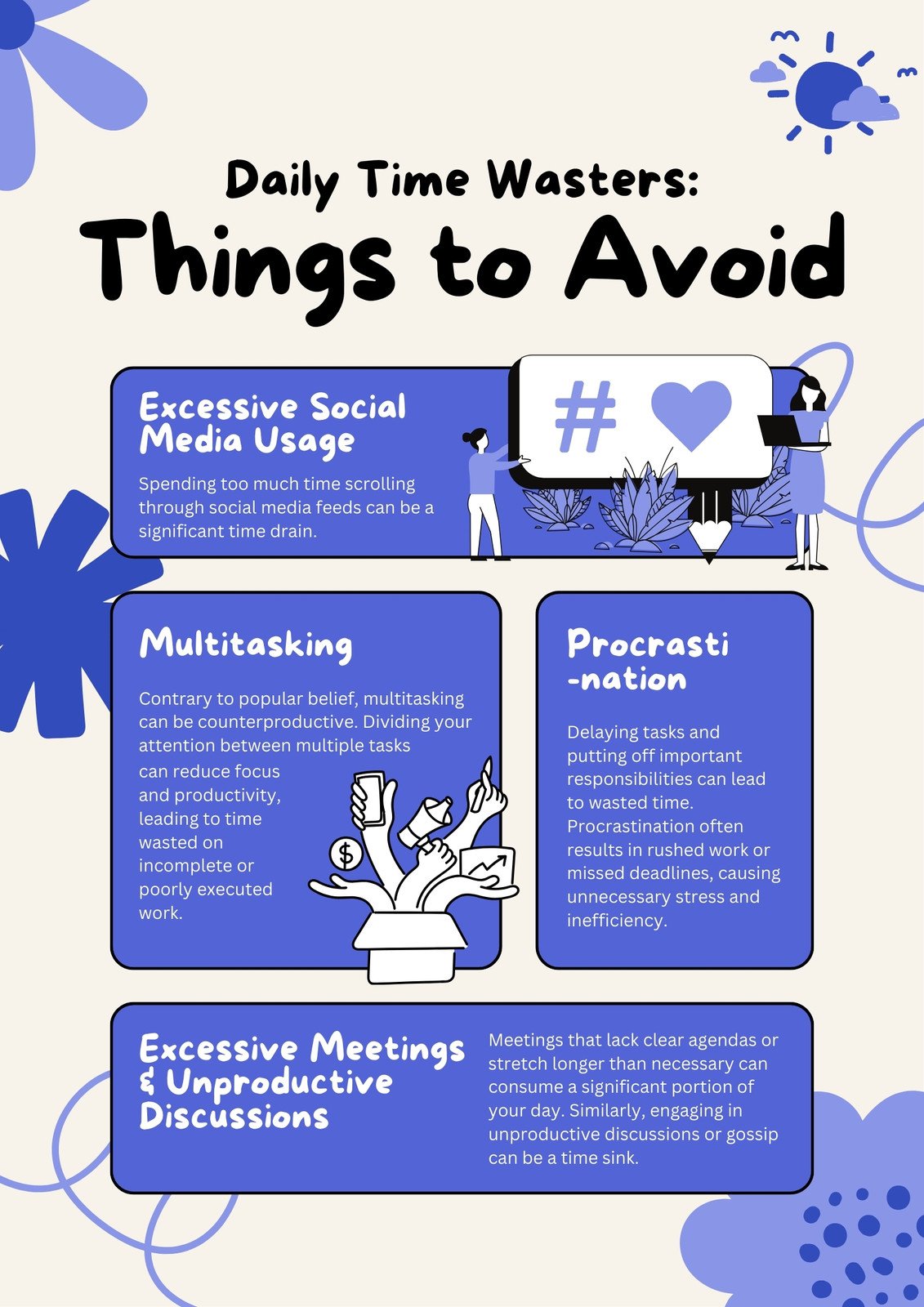 White Purple Illustrative Things To Avoid Poster