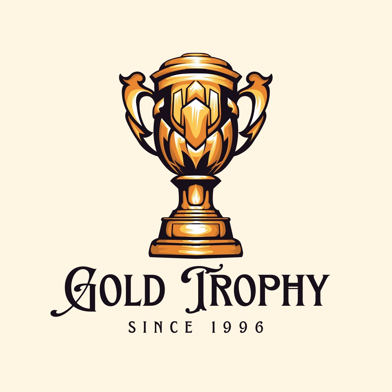 Golden Illustrative Championship Trophy Sports Free Logo