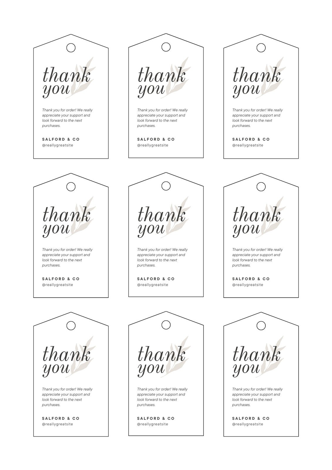 Free Printable Thank You For Your Business Tag { Business} 