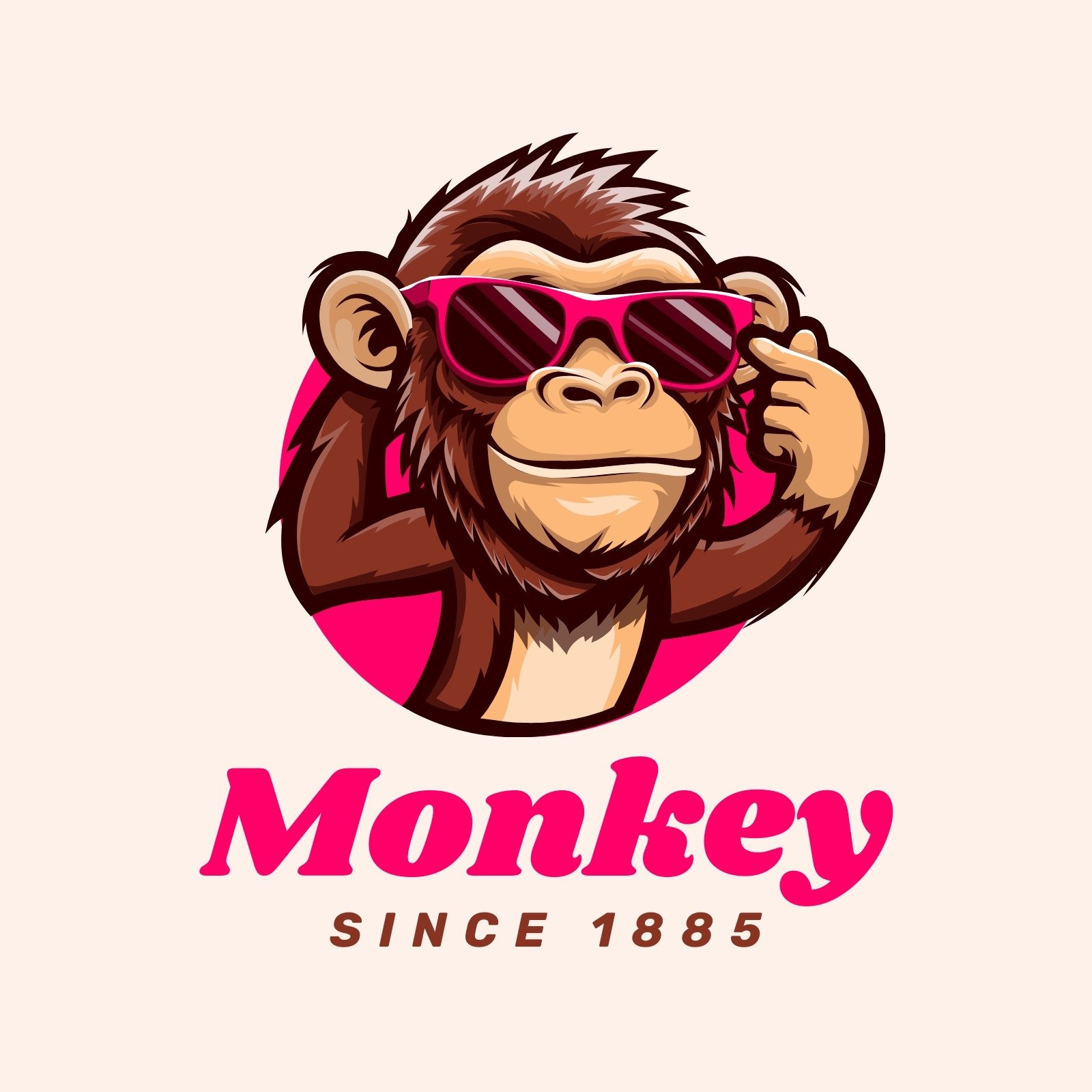 Brown and Pink Illustrative Monkey Gaming Logo